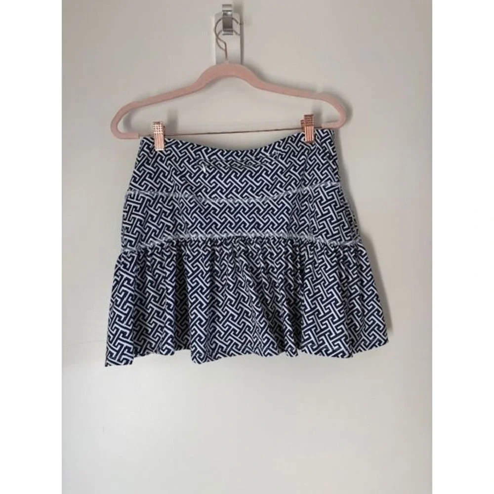 Gottex Womens Navy White Geometric Greek Key Print Athletic Tennis‎ Skort Large